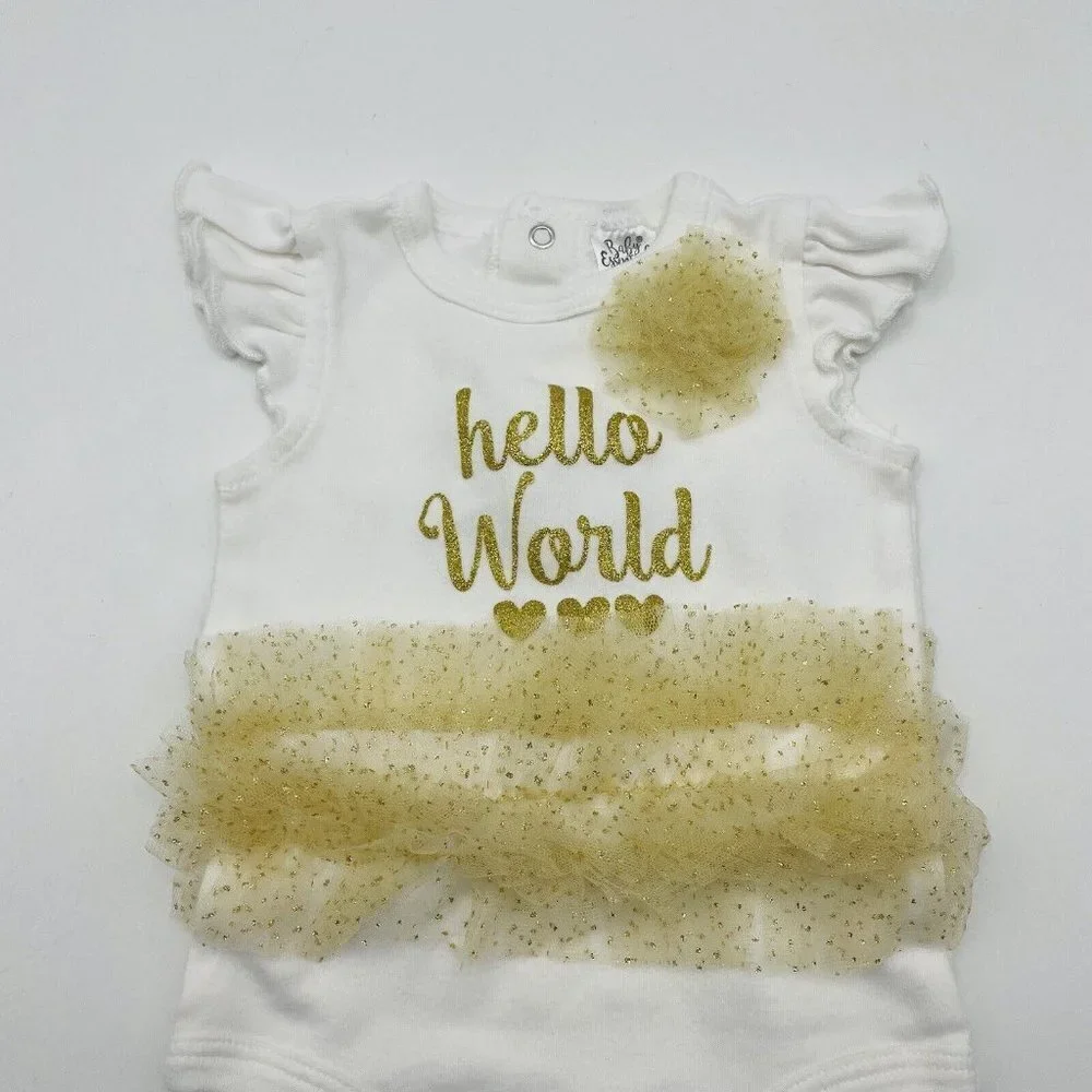 Baby‎ Essentials Infant Girls 6 Months Hello World Tutu Bodysuit Glitter 2159